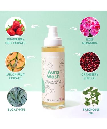 WildMint Aura Wash Natural Face Cleanser | Brightening & Healing Gentle Face Wash for Acne Hormonal Breakouts Dark Spots Hyperpigmentation Oily Skin | UK Made Vegan & Cruelty-Free Skincare | 100ml - Buy Online on GoSupps.com