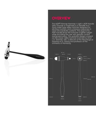 MDF Tromner Neurological Reflex Hammer with Brush & HDP Handle - Black (MDF555P-11) - Free Parts for Life & Lifetime Warranty - Buy Online on GoSupps.com