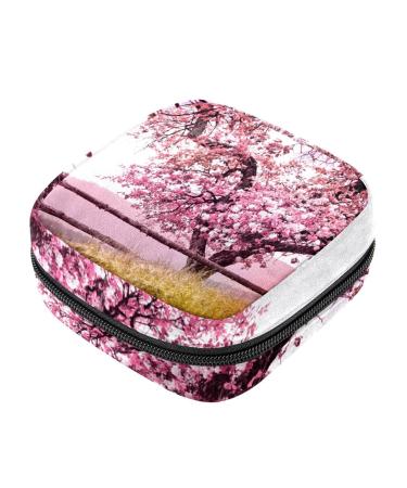Blossom Tree Spring Flowers Sanitary napkin Storage Pocket Portable Period Bag for Women Teenage Girls Menstrual Cup Pocket Silent Document Holders