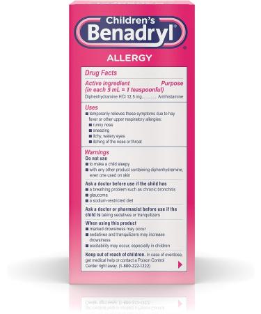 Children's Benadryl Allergy Liquid Cherry 8 oz - Fast Relief for Kids - Buy Online on GoSupps.com
