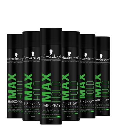 Schwarzkopf Professional Styling Max Hold Hairspray 48HR Mega Strong Hold Multipack 6 x 400 ml 400 ml (Pack of 6)