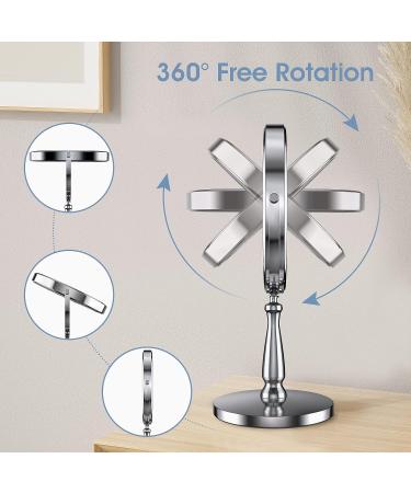 Zelaxy 8 Large Makeup Vanity Mirror | Double Sided 1X 10X Magnification | 360 Swivel Round Mirror with Stand | High Definition | Chrome Finish | Silver - Buy Online on GoSupps.com