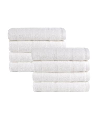 Made Here American Heritage by 1888 Mills Luxury 8pc Washcloth Set  Made in The USA of US and Imported Cotton  Bathroom Decor Supporting USA Manufacturing - White Washcloth White