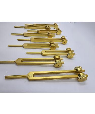 YANTRA Sacred Solfeggio Gold Color Weighted Tuning Forks Set of 9 DNA Repair with Striker and Velvet Bag - Buy Online on GoSupps.com