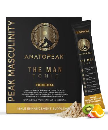 Male Enhancing Supplement Powder - Tongkat Ali Maca Root L-Citrulline L-Arginine Horny Goat Weed - with Nitrosigine Nitric Oxide Supplements for Men - 12 Stick Packs (Tropical) Tropical 0.4 Ounce (Pack of 12)