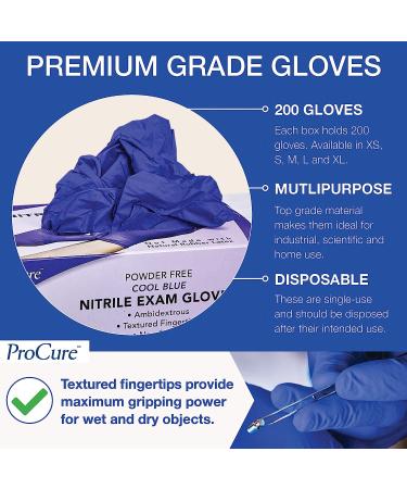 ProCure Disposable Nitrile Gloves - Latex Free, Powder Free, Large Size - 200 Medical Exam Gloves - Buy Online on GoSupps.com