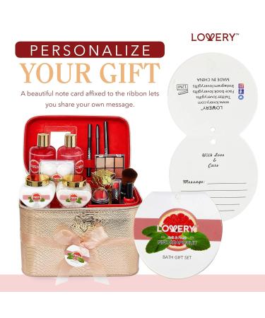 Luxury Birthday Gifts for Her - 30pc Pink Grapefruit Bath & Body Spa Set | Cosmetic Pencils Lip Balm Lotion Perfume & Rose Gold Bag - Buy Online on GoSupps.com