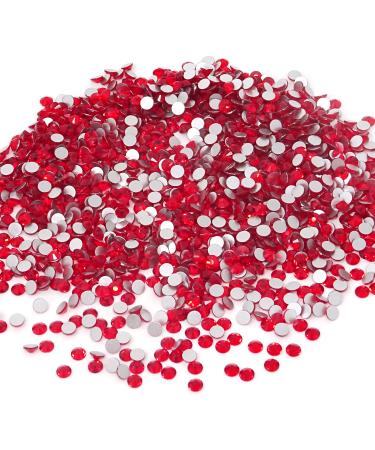 Honbay 1440PCS 5mm ss20 Sparkly Round Flatback Rhinestones Crystals, Non-Self-Adhesive (Red)