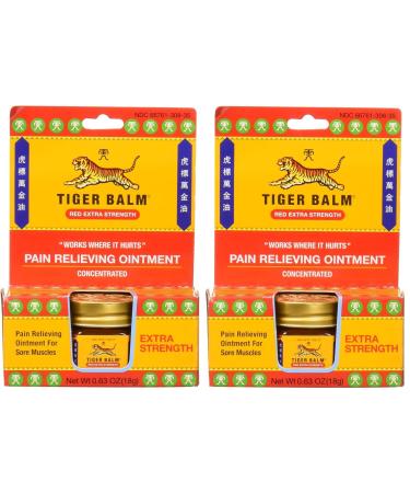 Tiger Balm Pain Relieving Red Extra Strength 18g Relief for Sore Muscles Extra Strength Sports Rub Tiger Balm Extra Strength Tiger Balm Ointment (Pack of 2)