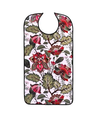 AIEX Adult Bibs Waterproof Floral Print Bibs for Eating Washable and Reusable Clothing Protectors Floral 06