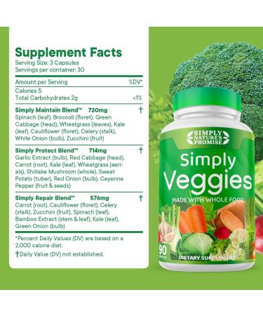 Simply Nature's Promise - 90 Soy-Free Veggie Capsules | Whole Food Superfoods 2 Month Supply with Beta Carotene & 18 Vegetables - Buy Online on GoSupps.com