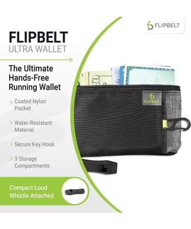 FlipBelt Ultra Wallet  Zippered Running Wallet with Safety Whistle  Exercise Wallet  Black Heather  USA Company - Buy Online on GoSupps.com