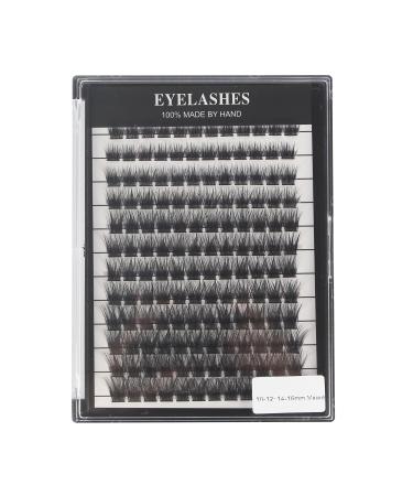 Hannahool Mixed 8-12-14-16mm/8-10-12-14mm/10-12-14-16mm/14-15-16mm Wide Stem Individual False Eyelashes Soft Lightweight Natural Long Volume Eyelashes Extensions Makeup Cluster Lashes (mixed 10-12-14-16mm)