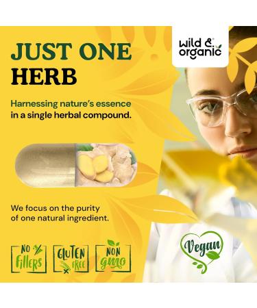 Wild & Organic Ginger Root Capsules 1200 mg - Immune & Digestive Support - Ginger Root Supplement - Zingiber Officinale Powder - 60 Days of Supply - Vegan No Fillers Non-GMO - 120 Count 120 Count (Pack of 1) - Buy Online on GoSupps.com