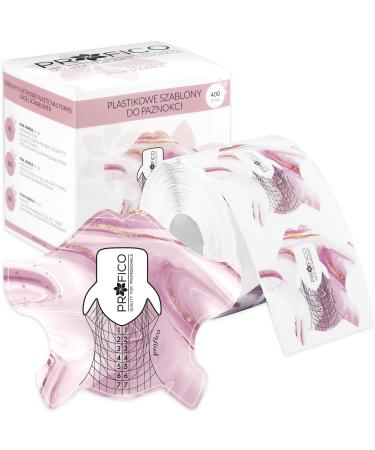 Profico nail template modeling template self-adhesive nail stencil nail extension modeling template self-adhesive 400 pieces rose marble pcv 400PCs pink marble (pvc)