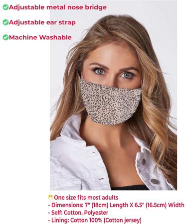 ELW Face Mask Pink Leopard with Adjustable Metal Nose Bridge and Ear Strap Reusable Washable Handmade Unisex Adjustable from Small to Large - Buy Online on GoSupps.com