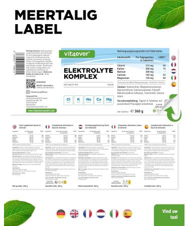 VitaminVersand24 DE vit4ever Electrolytes 600 vegan tablets with magnesium calcium potassium sodium & chloride to support electrolyte and fluid balance ideal for sports endurance & keto diet - Buy Online on GoSupps.com