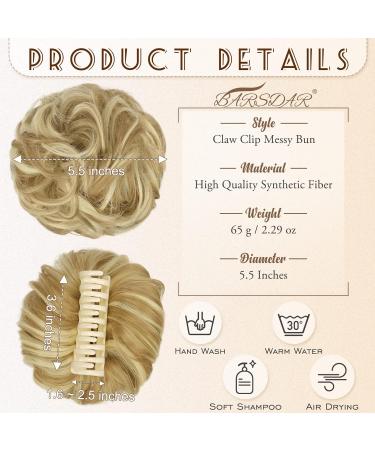 BARSDAR Claw Clip Messy Bun Hairpiece - Curly Synthetic Hair Extension in Creamy Blonde/Sandy Highlights - Buy Online on GoSupps.com