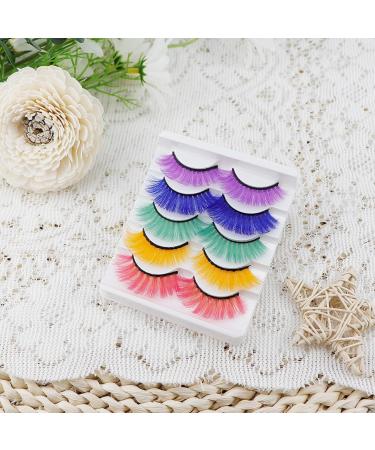 GYOTUU 5 Pairs Colored False Eyelashes Cosplay Extension Colored Eyelashes Russian Lashes Fake for Halloween Makeup Dancing Party - Buy Online on GoSupps.com