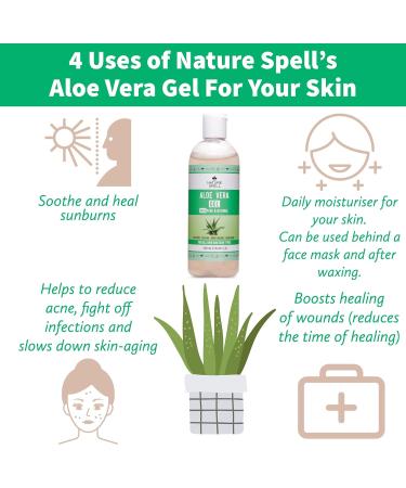 Nature Spell Aloe Vera Gel 99% Pure 200ml - Soothing & Hydrating for Hair & Skin - Vegan - Made In UK - Buy Online on GoSupps.com