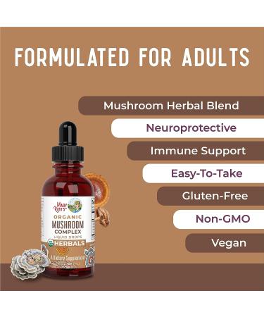 MaryRuth's USDA Organic Mushroom Complex Liquid Drops | Immune Support, Cognitive Function, & Stress Relief | Non-GMO, Vegan, Alcohol-Free Tincture - 1oz - Buy Online on GoSupps.com