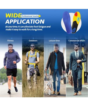 Professional Men's Sport Insoles for Plantar Fasciitis & Arch Support | Shock Absorption, Heavy Duty, Breathable & Anti-Slip | XL (12-14) 290mm-305mm - Buy Online on GoSupps.com