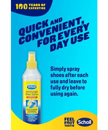 Scholl Shoe Spray Antifungal Disinfectant 250ml - Kills 99.9% of Fungal Nail & Athlete's Foot Causing Fungi & Odour Causing Bacteria Pack of 1 Single - Buy Online on GoSupps.com