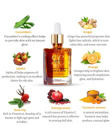 Vitamin C & Turmeric Face Oil Serum - Vegan-Friendly Skin Brightening & Youthful Glow - 20% L-Ascorbic Acid & Amino Acids - Buy Online on GoSupps.com