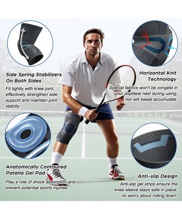 NEENCA Professional 3XL Knee Support Compression Sleeve with Patella Gel Pad for Pain Relief and Joint Recovery - Navy Blue - Buy Online on GoSupps.com