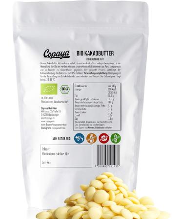 Copaya Nutrition Copaya Organic raw cocoa butter cocoa butter chips honeycomb from Criollo cocoa from unroasted fine cocoa beans vegan in raw food quality 1000 g - Buy Online on GoSupps.com
