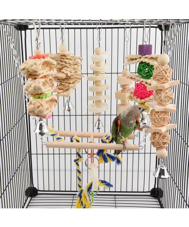 Onebarleycorn Budgie & Parrot Toy Set - 7 Wooden Bird Toys Swings & Canaries for Happy Pet Playtime - Buy Online on GoSupps.com