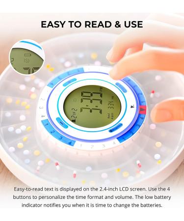 Blucoil Automatic Pill Dispenser with Medication Alarm Reminder, LED Flasher, and Dual Safety Locks (28-Day) - Buy Online on GoSupps.com