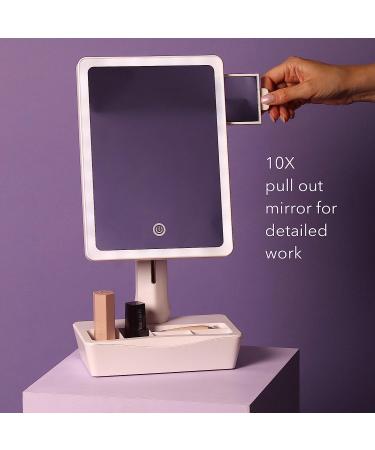 Fancii LED Lighted Large Vanity Makeup Mirror with 10X Magnifying Mirror - Dimmable Natural Light, Touch Screen, Dual Power - Adjustable Stand and Cosmetic Organizer - Gala - Buy Online on GoSupps.com