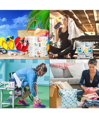 WATINC 5pcs Baby Cloth Nappy Wet Bags | Reusable Diaper Bags with Animal Cartoon Patterns | Waterproof Bags for Beach, Pool, Daycare & Gym | 3 Sizes Available - Buy Online on GoSupps.com