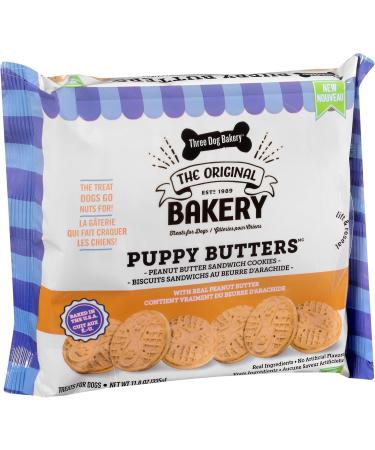 Three Dog Bakery Puppy Butters Peanut Butter Sandwich Dog Cookies White - Buy Online on GoSupps.com
