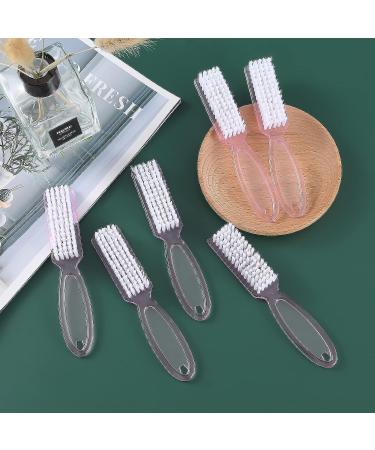 Nail Brush Fingernail Cleaner Set - 6 Pcs Hand Pedicure Scrubbing Kit with Handle Grip - Nail Brushes for Nails and Toes in Clear Pink - Buy Online on GoSupps.com