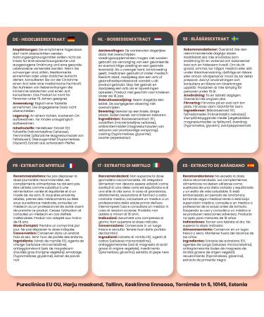 pureclinica Bilberry Extract 10 000mg x 360 Tablets (2 Bottles) - 10 X More Anthocyanidins w/ 5mg Black Pepper Extract - Buy Online on GoSupps.com