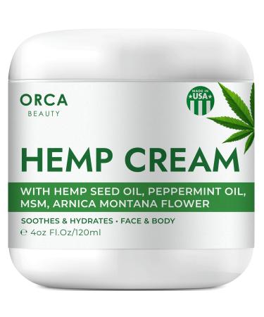 Hemp Cream with Hemp Oil - Soothing Arnica Cream Maximum Strength Muscle Cream - Muscle Cream for Joints and Cramps - MSM Cream with Tea Tree Oil  Peppermint Oil  Aloe Vera  Vitamin E - 4oz 4 Fl Oz (Pack of 1)