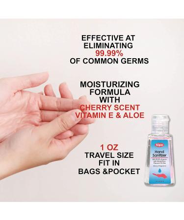 SIPA 1 oz Cherry Scent Hand Sanitizer - Pack of 24 | Travel Size with Aloe and Vitamin E | Includes 2 Keychain Holders - Buy Online on GoSupps.com