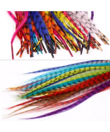 HQdeal Feather Hair Extension Kit - 52 Synthetic Feathers, 100 Beads, Pliers & Hook (Mixed Colors) - Buy Online on GoSupps.com