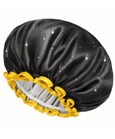 Mikimini Kids Shower Hoods 2-Pack | Waterproof Soft PEVA Bathing Hats - Cute & Comfortable Black & Yellow - Buy Online on GoSupps.com