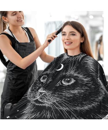 Waterproof Barber Cape - Black Cat & Moon Cheetah Haircut Bib for Men & Women | Unisex Hair Cutting Cape - Buy Online on GoSupps.com