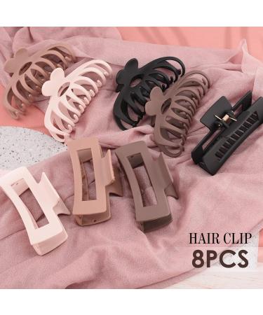 8 Pack Large Hair Claw Clips for Women | Neutral Color Matte Finish | Strong Hold | 4.3 Inch | Ideal for Thin, Thick, Curly Hair - Buy Online on GoSupps.com