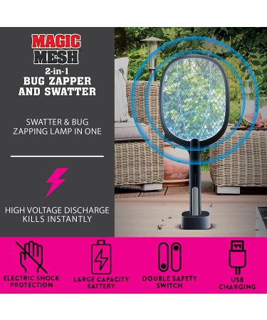 Magic Mesh 2-in-1 Bug Zapper & Swatter | Rechargeable Electric Swatter & Night Lamp | Kills Mosquitos, Flies, & Insects Indoor/Outdoor - Buy Online on GoSupps.com