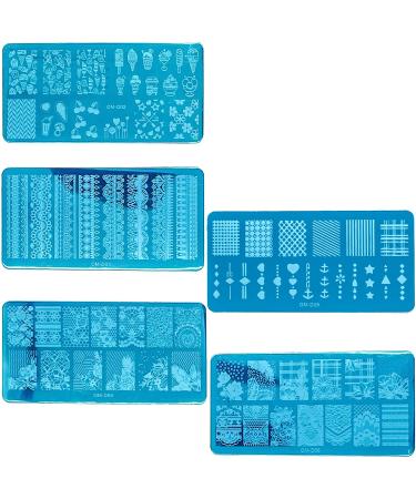 5 PCs Nail Stamping Platte Nail stamp Nail Art Stamp Plates Image template - stamp stencils manicure Stamp plate stencil tools for nails fingername stamp set