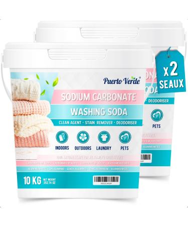 Puerto Verde • Sodium Carbonate 2x10 Kg. Soap and House Detergent Production. Degreaser, Stain Remover and Deodorizer. Pure Soda Carbonate of 100% Natural Origin. European Production.