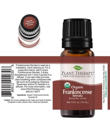 Plant Therapy Organic Frankincense Serrata Essential Oil - USDA Certified, 100% Pure & Undiluted - Natural Aromatherapy - 10 mL Therapeutic Grade - Buy Online on GoSupps.com