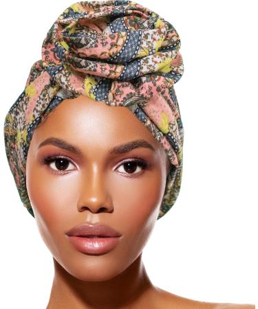 TouchUps Hair Bun Cap Hair Protection Head Wrap Hairbun Cap Wrap African Turban Pattern Headwrap Headscarf Light Green Light Pink One size - Buy Online on GoSupps.com