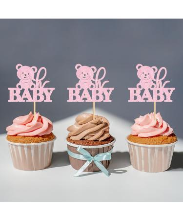 Ercadio 24 Pack Bear Oh Baby Cupcake Toppers Pink Glitter Bear Oh Baby Cupcake Picks Bear Oh Baby Cupcake Decorations Bear Themed Baby Shower Birthday Party Cake Decor Supplies Oh Baby Pink - Buy Online on GoSupps.com