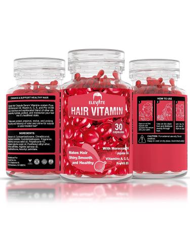 ELEVATE Hair Treatment Serum Oil Capsules - Repair & Moisturize with Argan Jojoba Oils & Vitamins - Smooth, Silky, & Thick Hair - Buy Online on GoSupps.com